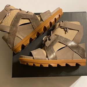 Sorel Joanie II Ankle Lace wedge sandal- Ash Brown